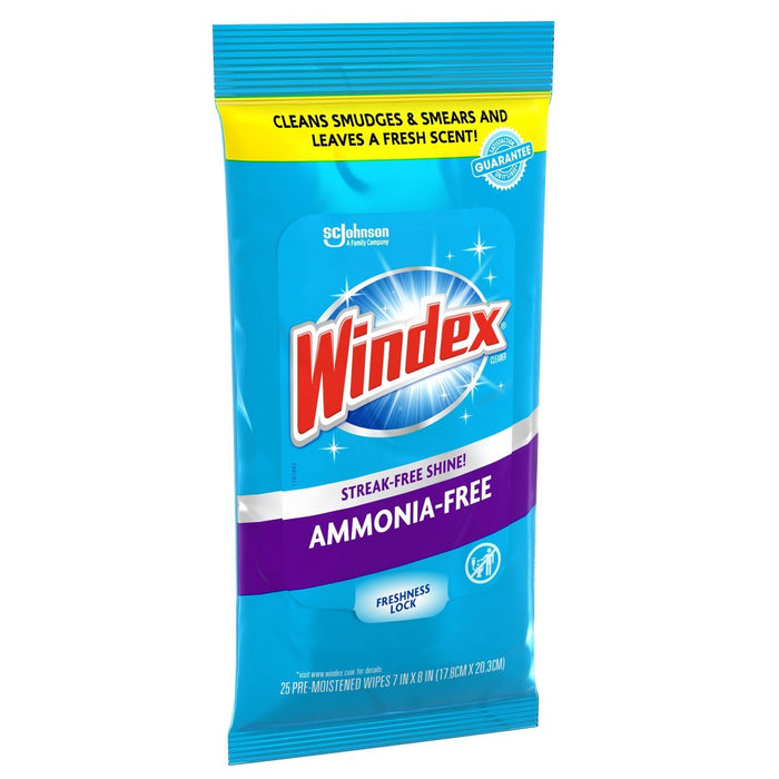 Windex Glass and Surface Pre-Moistened Wipes Crystal Rain Fresh Scent - 25ct