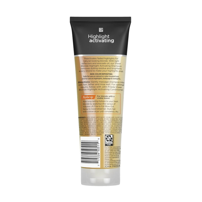 John Frieda Highlight Activating for Blondes Brightening Shampoo, with Avocado Oil and Vitamin C - 8.45oz