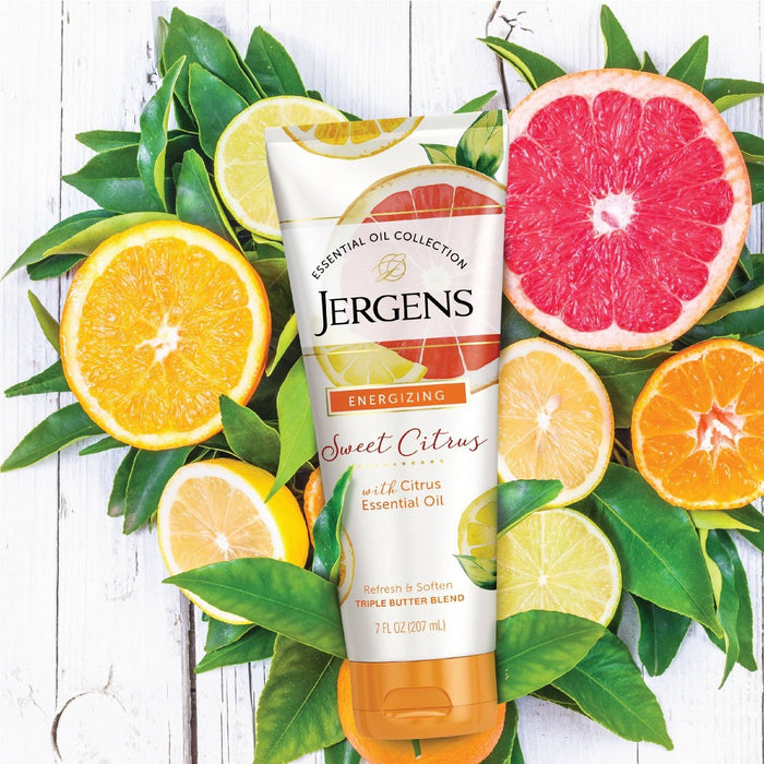 Jergens Sweet Citrus Triple Butter Blend Body Butter, Moisturizer with Energizing Essential Oils - 7 fl oz