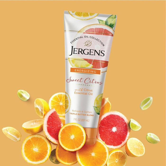 Jergens Sweet Citrus Triple Butter Blend Body Butter, Moisturizer with Energizing Essential Oils - 7 fl oz