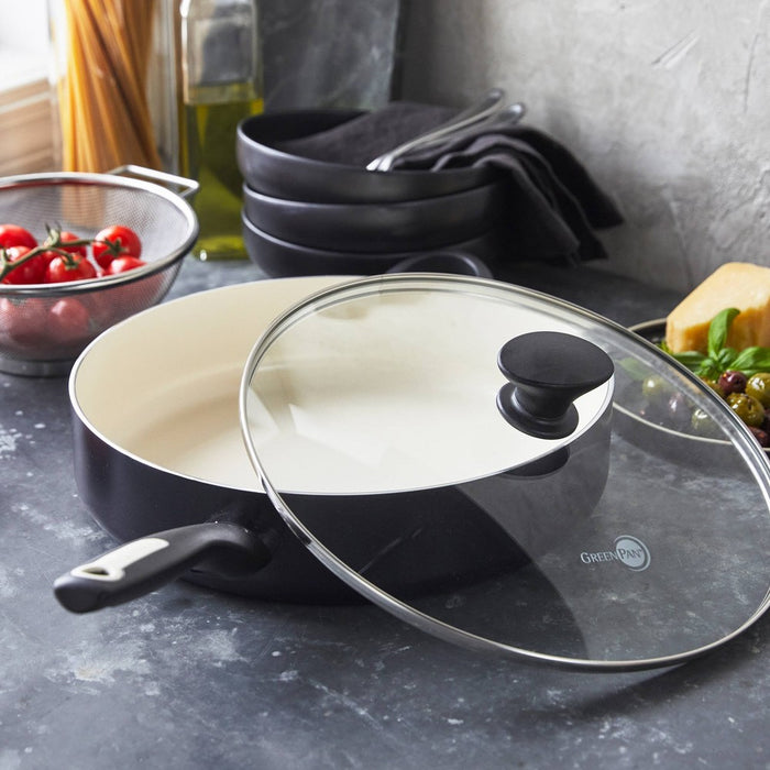 GreenPan Rio 5qt Ceramic Non-Stick Covered Saute Pan with Helper Handle Black (LOCAL PICKUP ONLY)