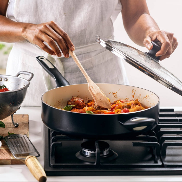 GreenPan Rio 5qt Ceramic Non-Stick Covered Saute Pan with Helper Handle Black (LOCAL PICKUP ONLY)