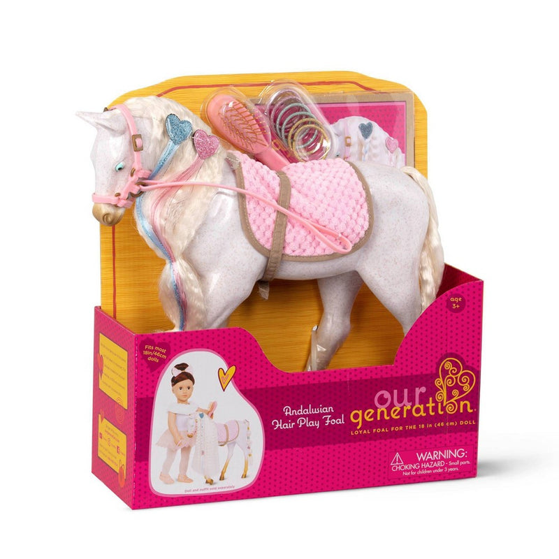 Our Generation 12" Hair Play Foal - Glitter & Hearts Andalusian Horse in White