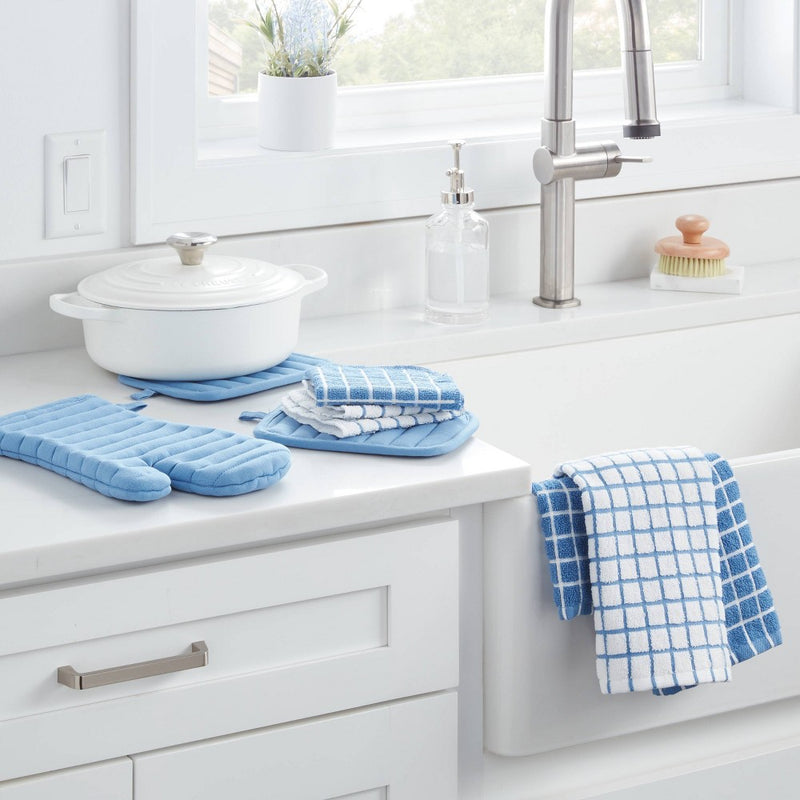 7pc Cotton Kitchen Textile Set Blue - Room Essentials™