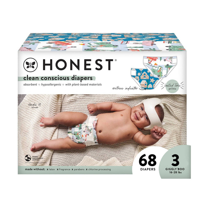 The Honest Company Clean Conscious Disposable Diapers Oh Gingersnap! & Four Woof Drive - Size 3 - 68ct