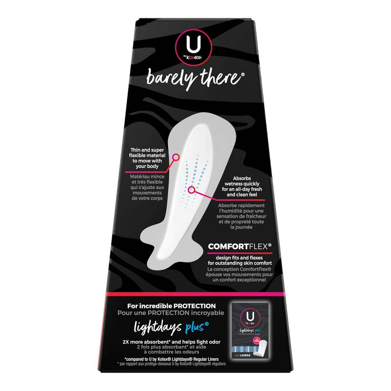 U by Kotex Barely There Thin Fragrance Free Panty Liners - Light Absorbency - Regular Length - 50ct