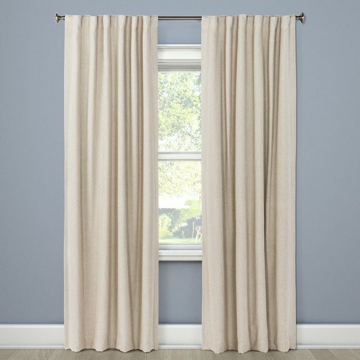 Aruba Curtain Panels 84"x50" Blackout Brown Linen - Threshold
