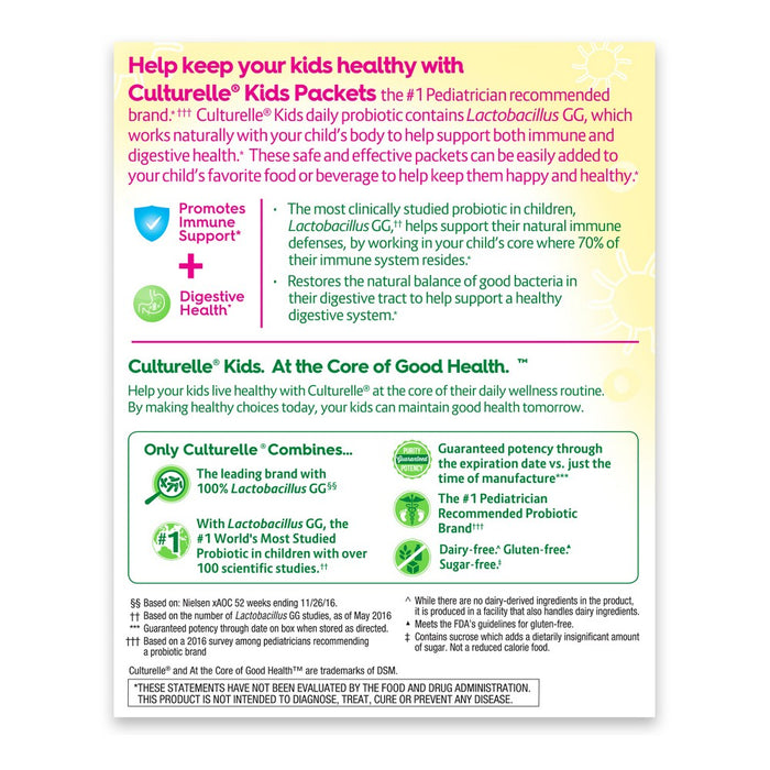 Culturelle Kids Daily Probiotic Packets for Healthy Immune and Digestive System - 30ct