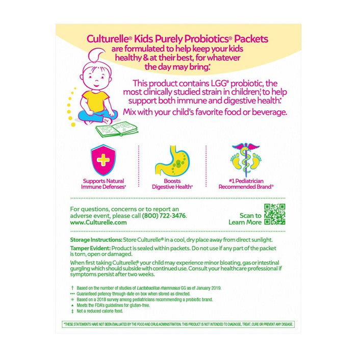 Culturelle Kids Daily Probiotic Packets for Healthy Immune and Digestive System - 30ct