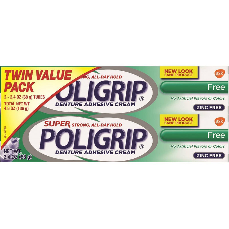 Poligrip Free Denture Adhesive Cream - 2ct/2.24oz