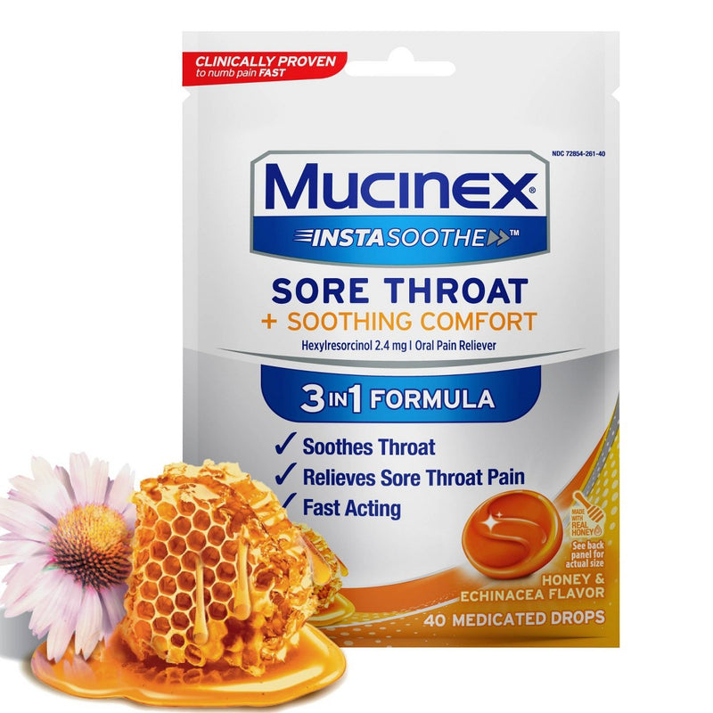 Mucinex Instasoothe Sore Throat Soothing Manuka Honey Echinacea - 40ct