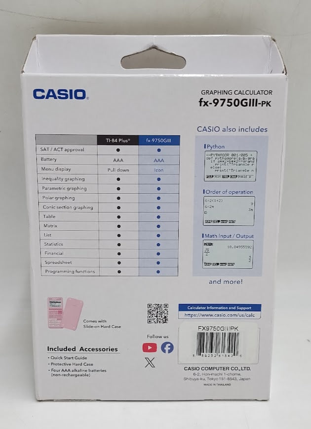 Casio fx-9750GIII Pink Graphing Calculator NEW