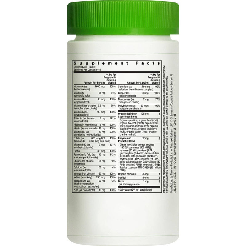 Rainbow Light Prenatal One Plus Superfoods & Probiotics Multivitamin Tablets - 45ct