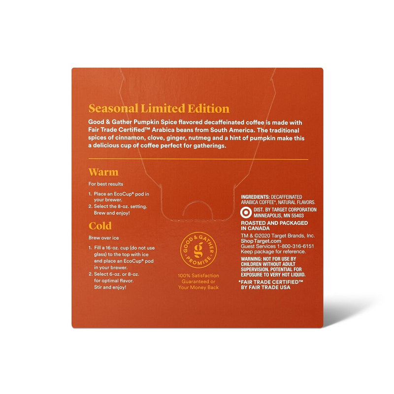 Naturally Flavored Decaf Pumpkin Spice Light Roast Coffee - 16ct Single Serve Pods - Good & Gather™