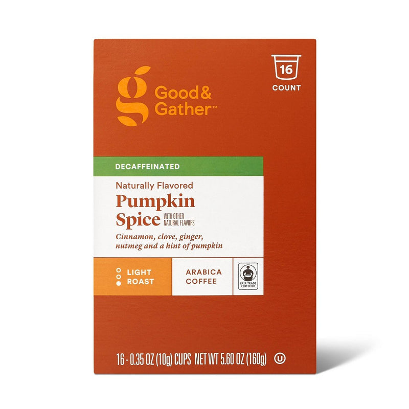 Naturally Flavored Decaf Pumpkin Spice Light Roast Coffee - 16ct Single Serve Pods - Good & Gather™