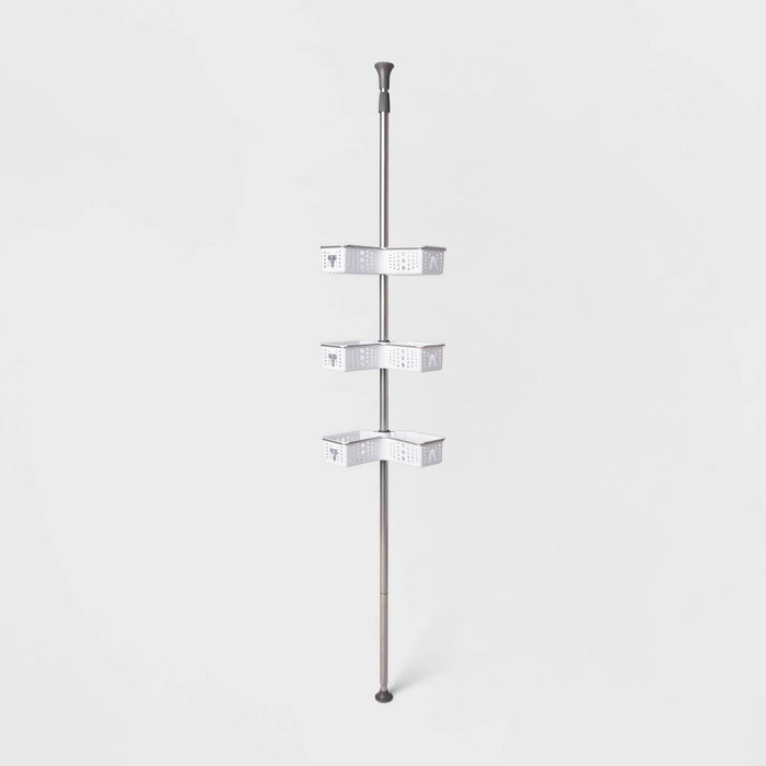 Steel Corner L Shaped Tension Pole Caddy Chrome - Room Essentials™ (LOCAL PICKUP ONLY)
