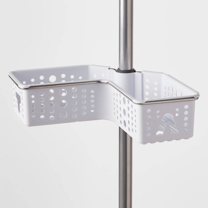 Steel Corner L Shaped Tension Pole Caddy Chrome - Room Essentials™ (LOCAL PICKUP ONLY)