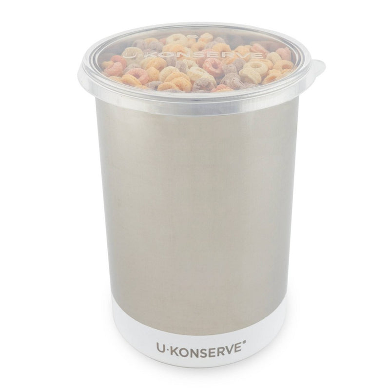 U-Konserve Bulk Stainless Steel Food-Storage Canisters 48oz - Clear Silicone Leak-Proof Lids and White Base