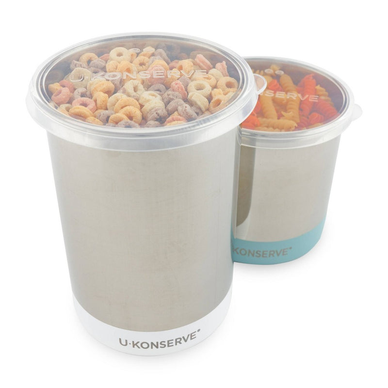 U-Konserve Bulk Stainless Steel Food-Storage Canisters 48oz - Clear Silicone Leak-Proof Lids and White Base