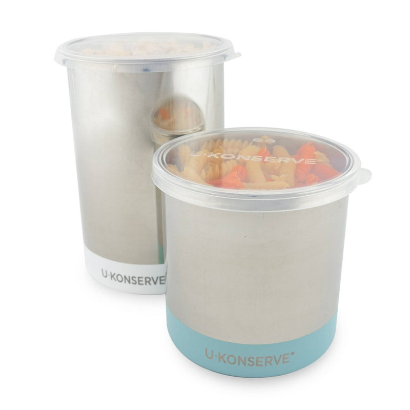 U-Konserve Bulk Stainless Steel Food-Storage Canisters 48oz - Clear Silicone Leak-Proof Lids and White Base