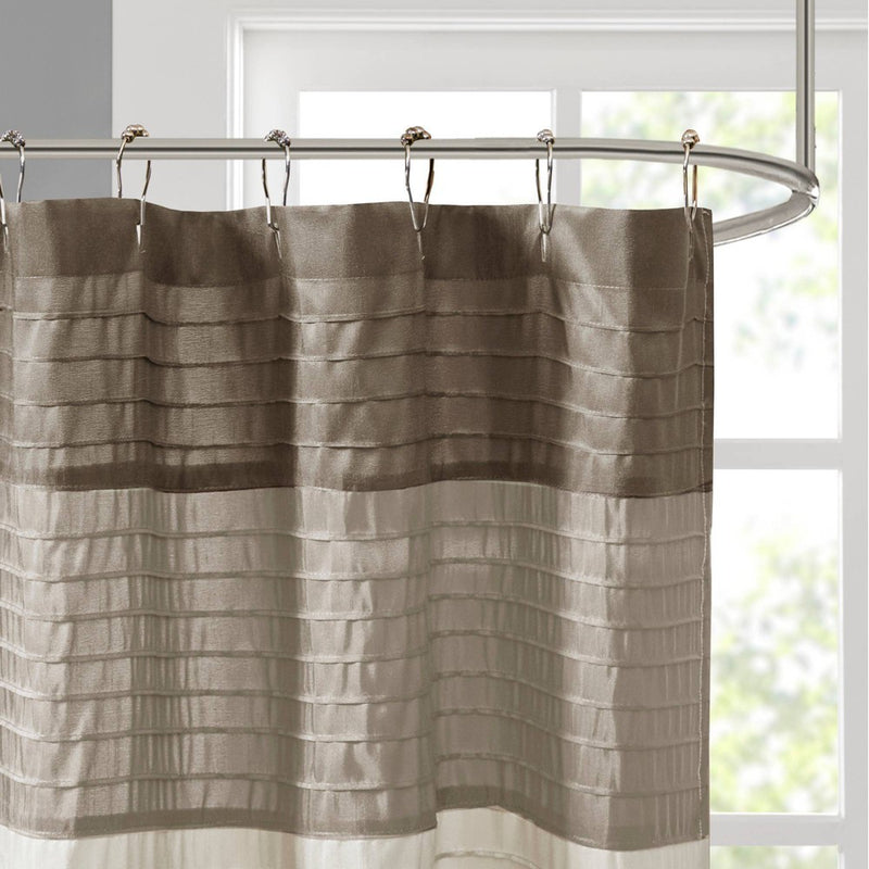 Salem Solid Pieced Polyester Shower Curtain Tan