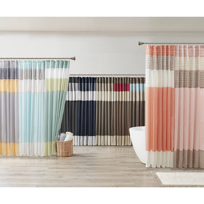 Salem Solid Pieced Polyester Shower Curtain Tan