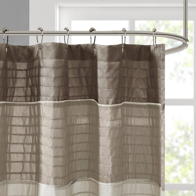 Salem Solid Pieced Polyester Shower Curtain Tan