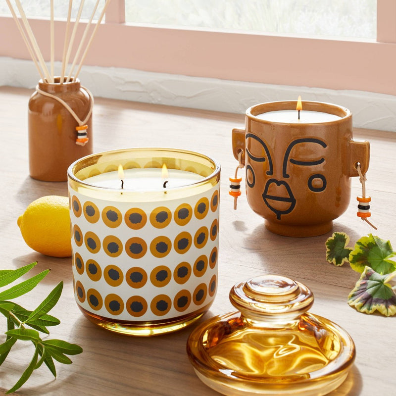 13.5oz Lemon Verbena and Geranium Lidded Glass Candle Yellow - Opalhouse™ designed with Jungalow™