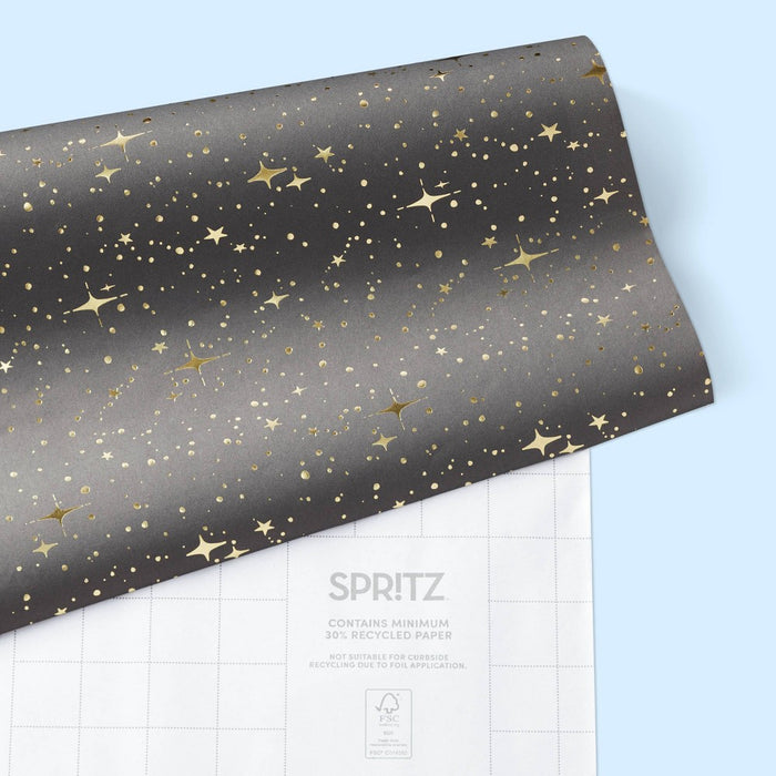 Foil Dotted Wrapping Paper Black - Spritz™ (LOCAL PICKUP ONLY)