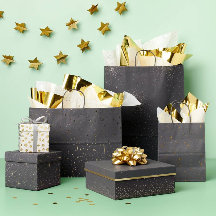 Foil Dotted Wrapping Paper Black - Spritz™ (LOCAL PICKUP ONLY)
