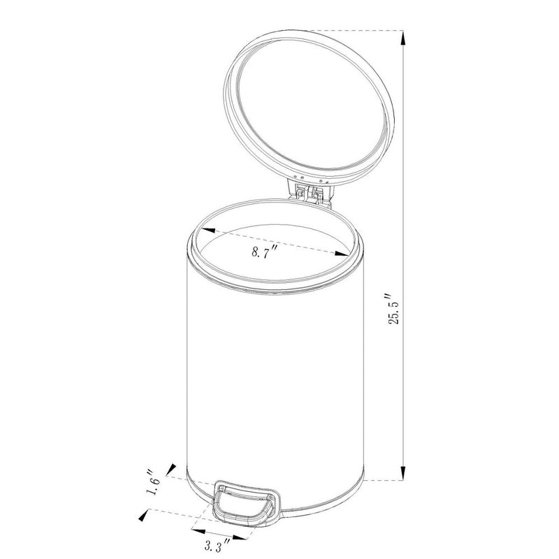 12L Round Step Trash Can White - Brightroom™