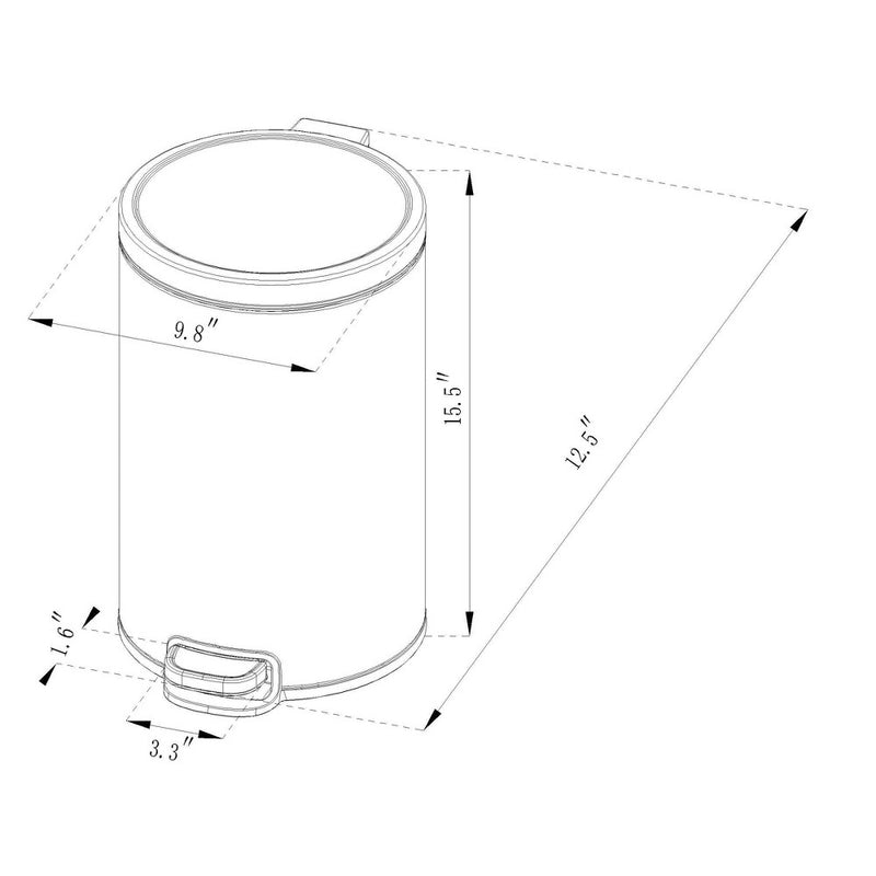 12L Round Step Trash Can White - Brightroom™