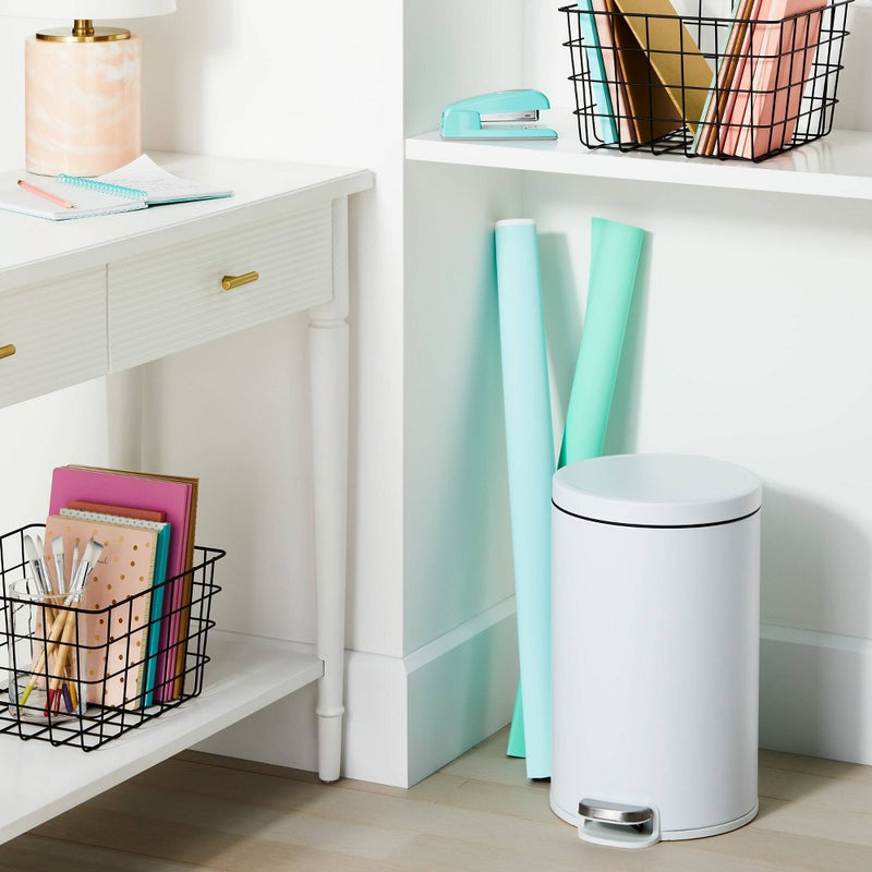 12L Round Step Trash Can White - Brightroom™