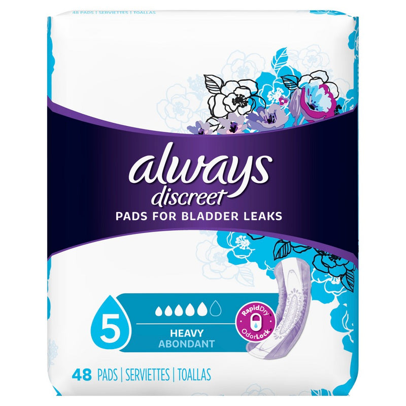 Always Discreet Incontinence Pads for Women - Heavy Absorbency - 48ct