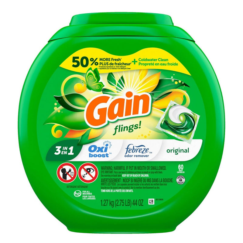 Gain flings! Laundry Detergent Pacs - Original - 44oz/60ct