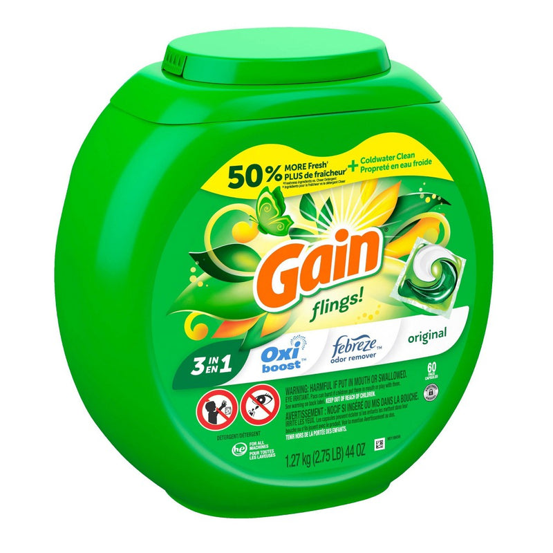 Gain flings! Laundry Detergent Pacs - Original - 44oz/60ct
