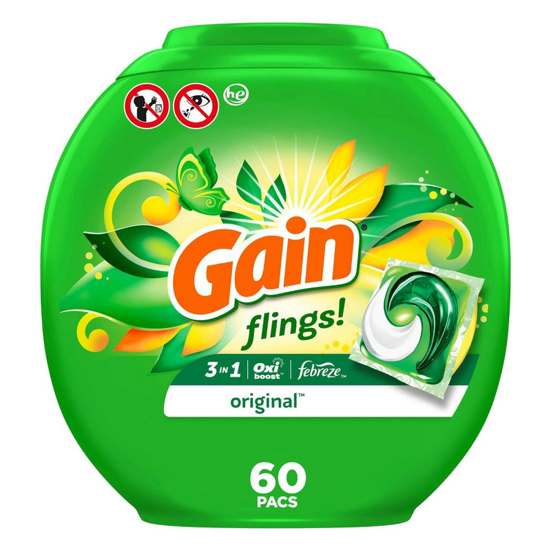 Gain flings! Laundry Detergent Pacs - Original - 44oz/60ct
