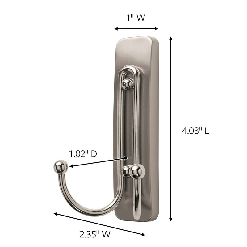 Command 2pk Large Sized Double Decorative Hooks Brushed Nickel
