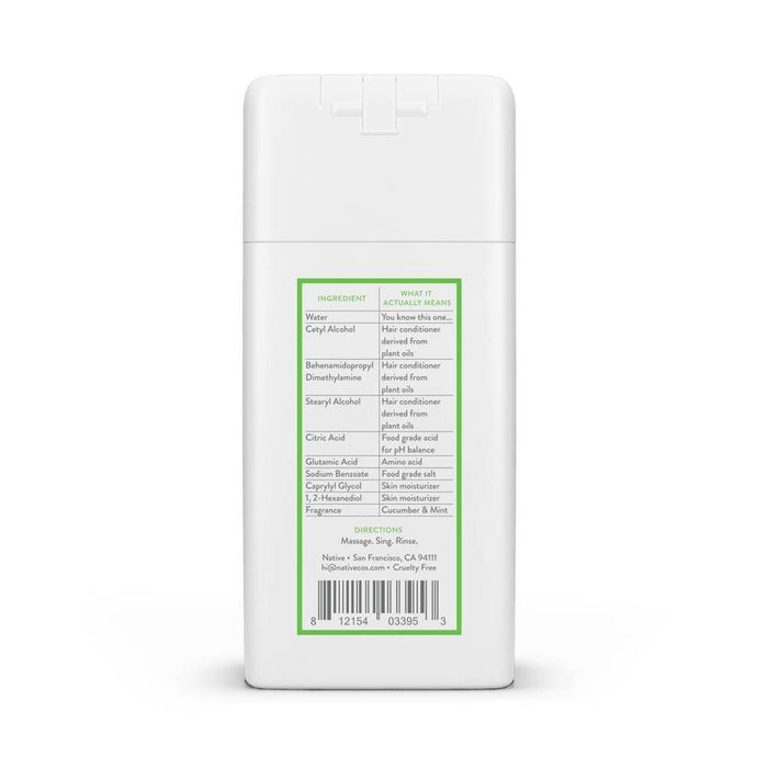 Native Travel Size Vegan Cucumber & Mint Natural Volume Conditioner, Clean, Sulfate, Paraben and Silicone Free - 3 fl oz