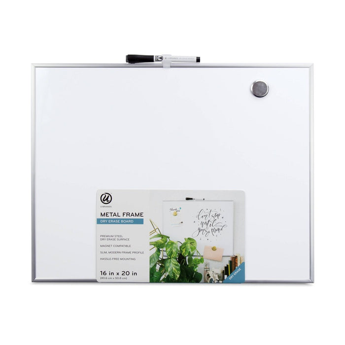 U Brands 16"x20" Magnetic Dry Erase Board Silver Frame