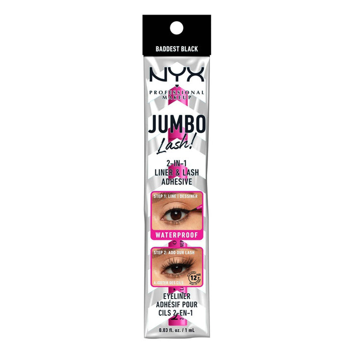NYX Professional Makeup Jumbo 2-in-1 Eyeliner & Eyelash Adhesive - Baddest Black