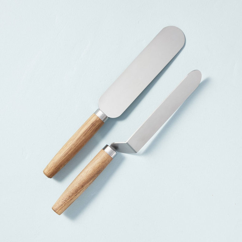 2pc Wood & Stainless Steel Icing Spatula Set Silver/Brown - Hearth & Hand™ with Magnolia