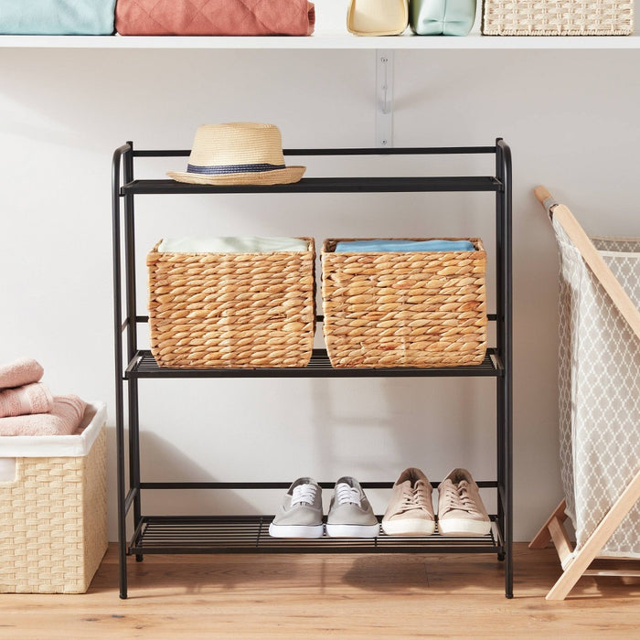 Folding 3 Wide Shelves Black - Brightroom™ (LOCAL PICKUP ONLY)