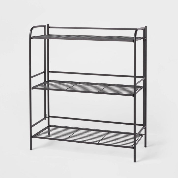 Folding 3 Wide Shelves Black - Brightroom™ (LOCAL PICKUP ONLY)