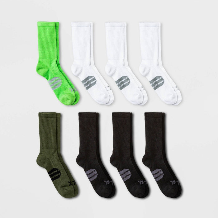 Men's Training Crew Socks 8pk - All in Motion™  Olive/Green/Black/White 6-12