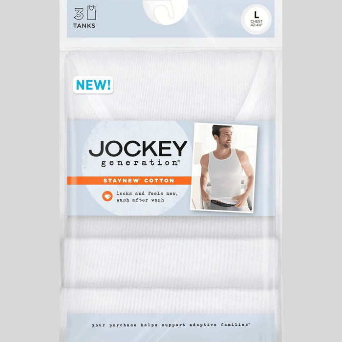 Jockey Generation™ Men's Stay New Cotton Tank 3pk - White L