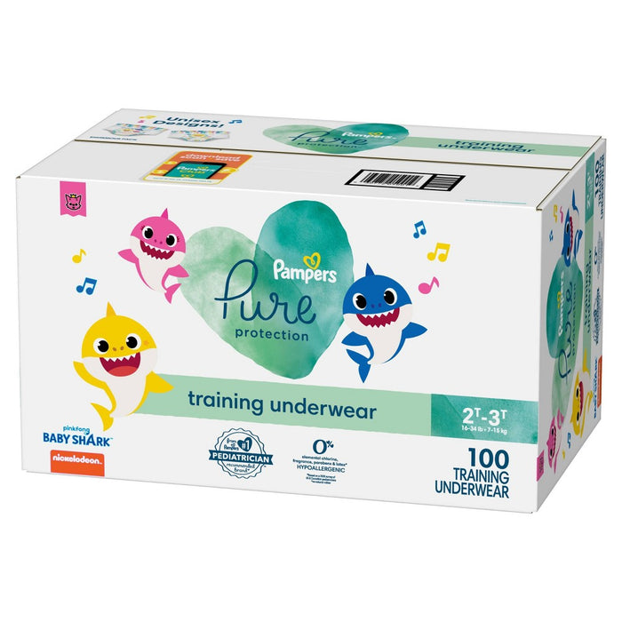 Pampers Pure Protection Training Underwear - Baby Shark - Size 2T-3T - 100ct