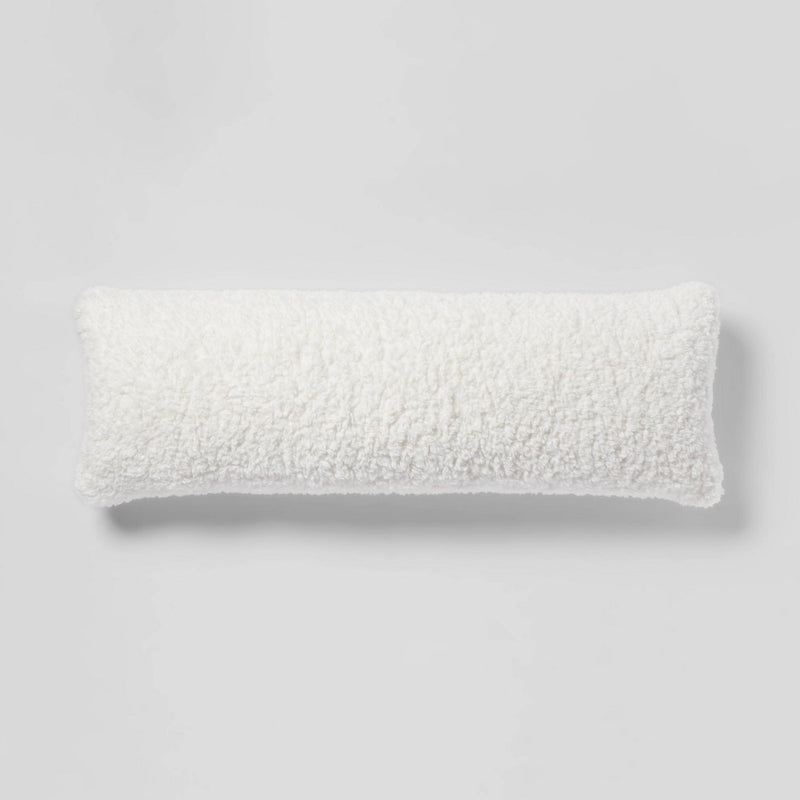 Oversized Oblong Traditional Cozy Faux Shearling Decorative Throw Pillow Cream - Threshold™ (LOCAL PICKUP ONLY)
