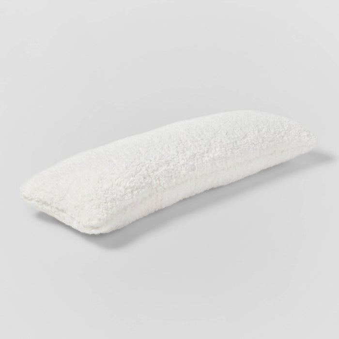 Oversized Oblong Traditional Cozy Faux Shearling Decorative Throw Pillow Cream - Threshold™