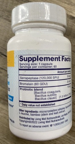 LivingWell Nutraceuticals Protelytic Systemic Enzyme Probiotics 60 Capsules